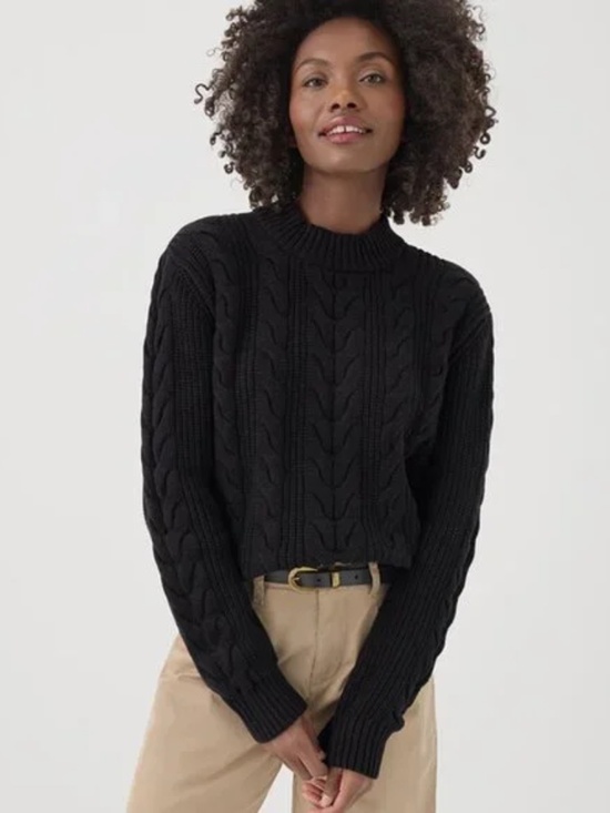 Pact Sweaters - Pact Black Cable Knit Sweater Large organic cotton NWOT
